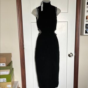 Express Black Midi Dress with Silver Accents